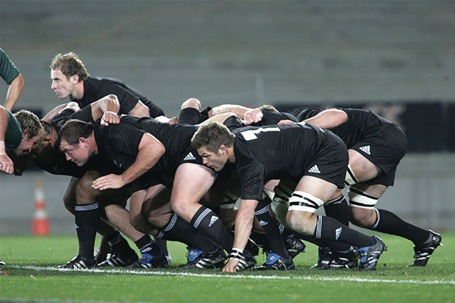 A Rugby Scrum, courtesy AllBlacks.com